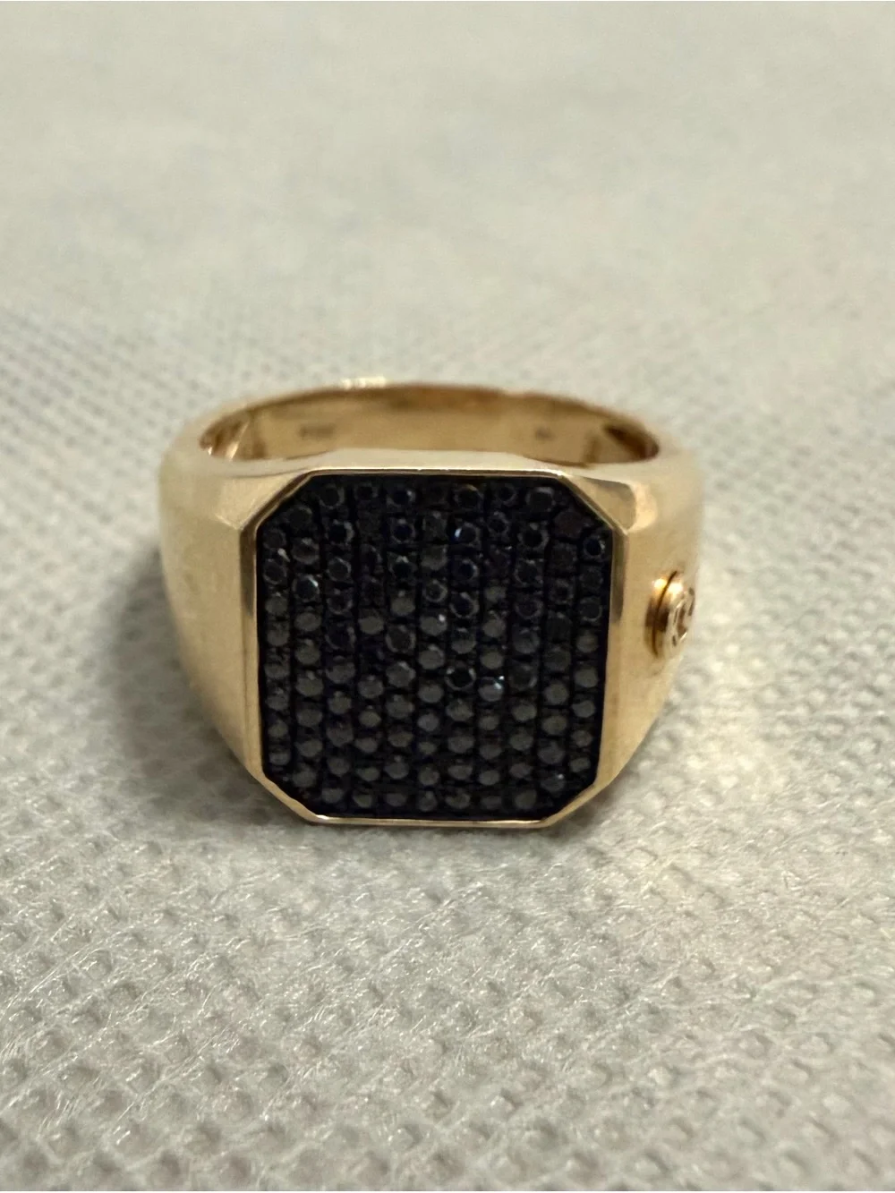 Men's Effy 14K Yellow Gold Black Diamond Signet Ring